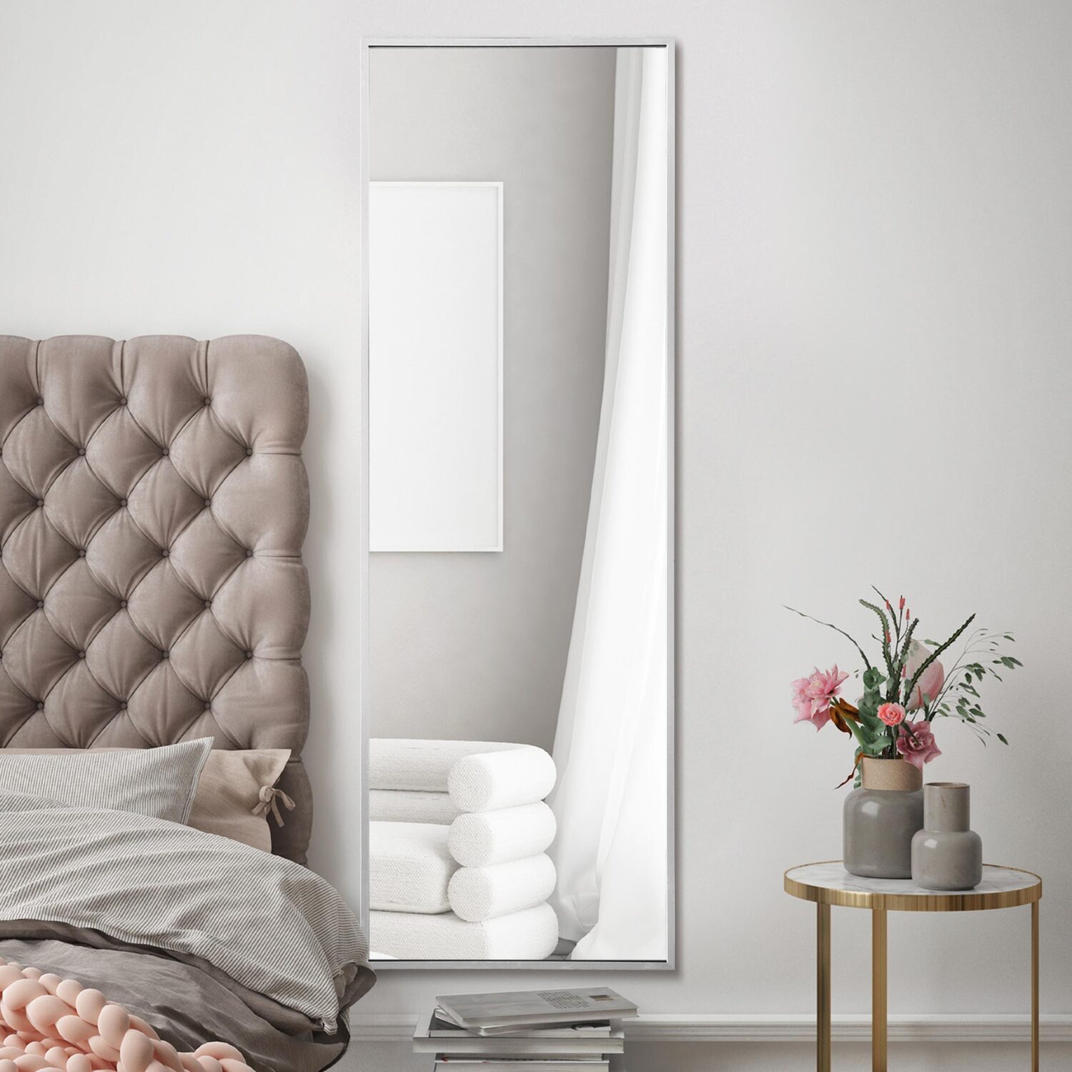 Image of Artus Silver Aluminium Wall Mirror -&hellip;