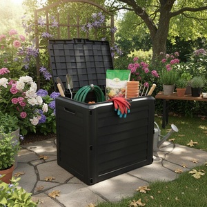 140L Garden Storage Box Outdoor Cushion Tool Chest Plastic Anthracite Grey Lid