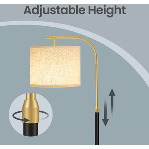 black Adjustable Arc Floor Lamp 150-175cm Fabric Shade Foot Switch Black shot 14211624