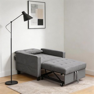 Grey / 1 Home Source Charleston Pull Out Linen Sofa Bed shot 14271294