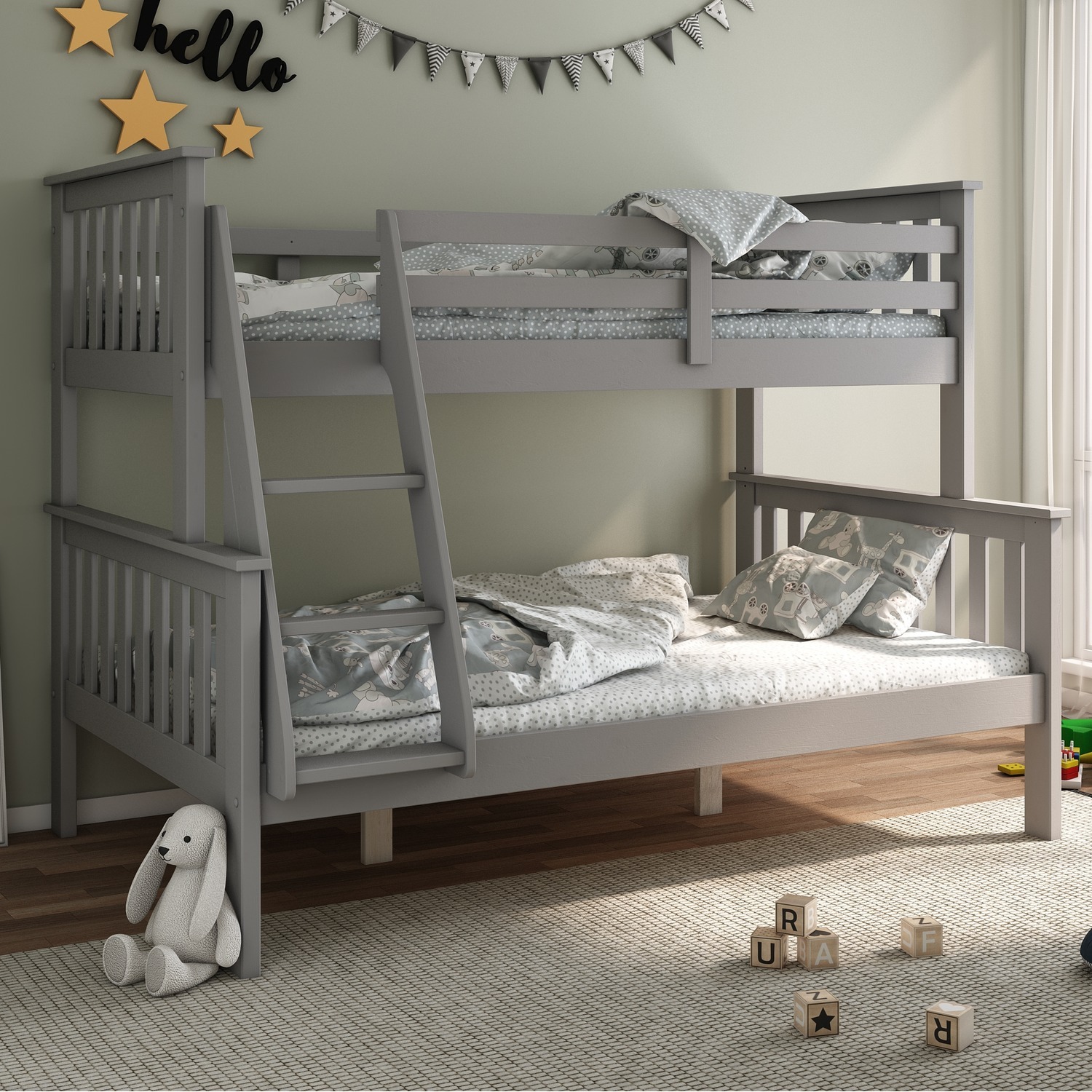 Carra Grey Triple Sleeper Bunk - Grey 70kg Sleeper Bunk
