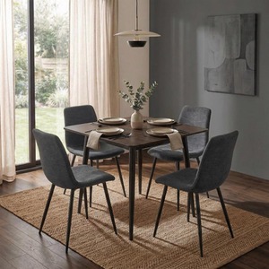 Dark Grey Dining Chairs Sand Blasted Metal Legs Chevron Design