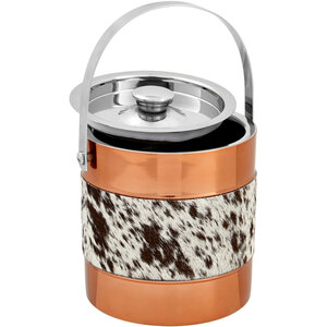 Albany Copper Finish and Hair on Leather Ice Bucket