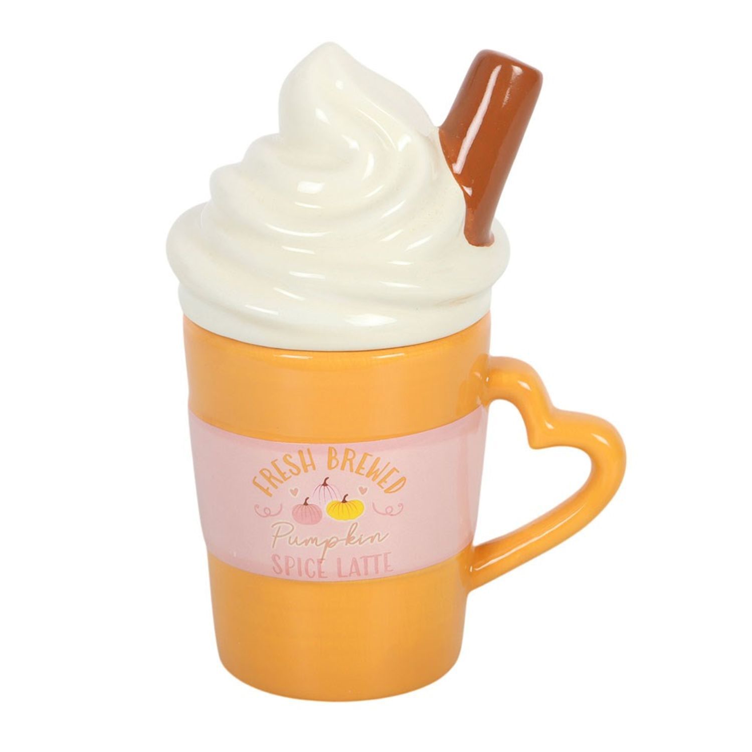 Something Different Pumpkin Spice Latte Lidded Mug - Orange/White