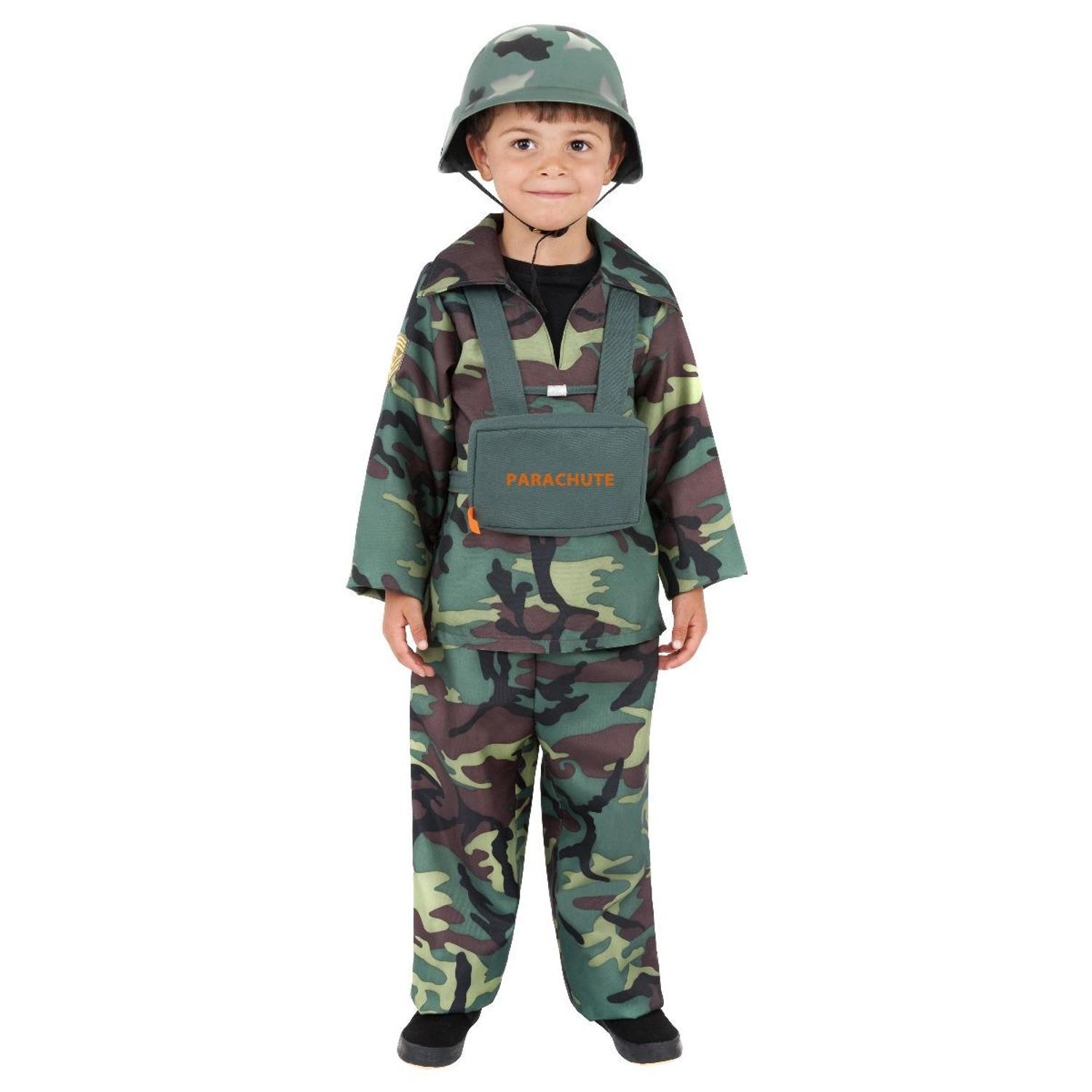 Smiffys Boys Army Costume - Camouflage Green / 10-12 Years