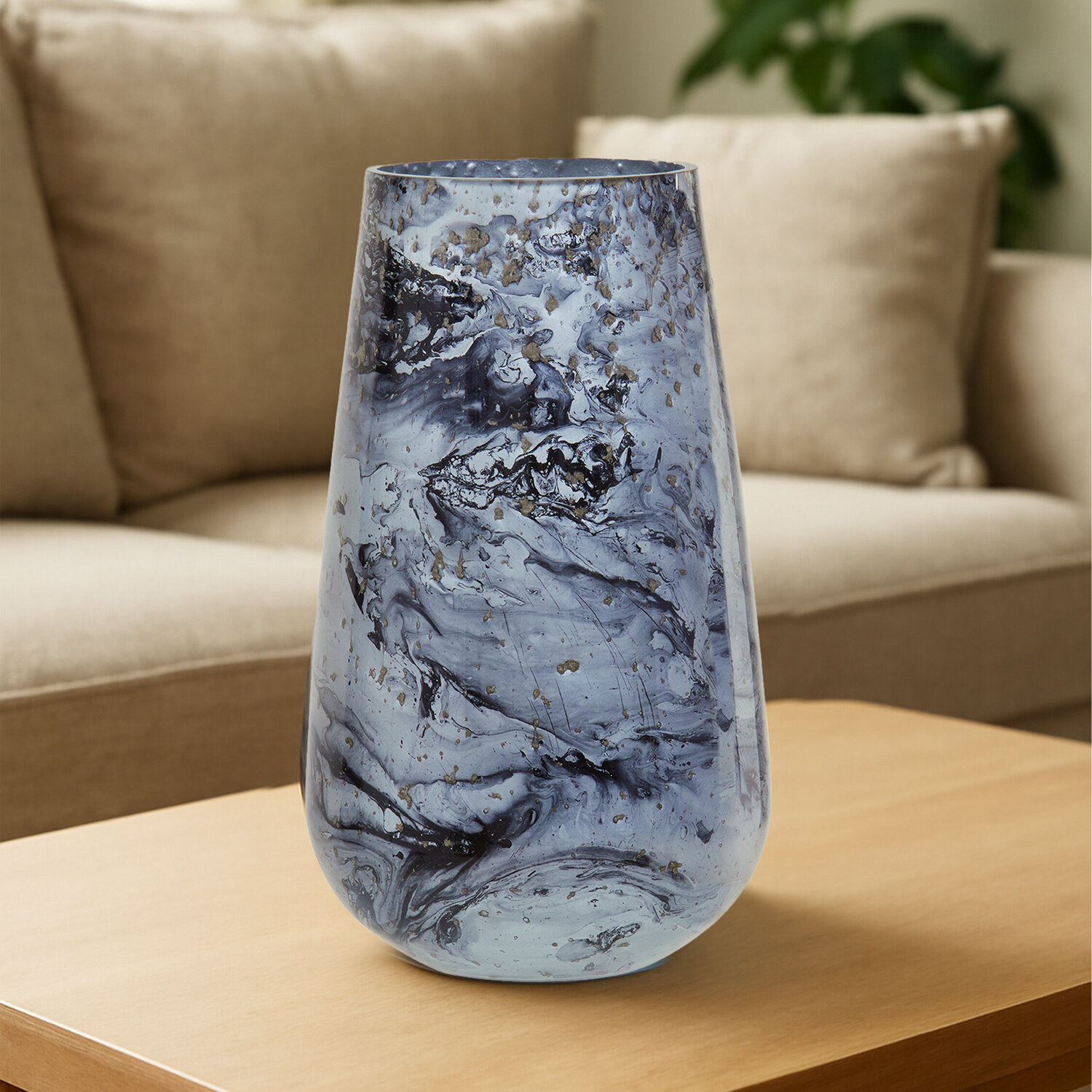Interiors By Premier Shai Large Beige Speckled Vase - Glass 100%