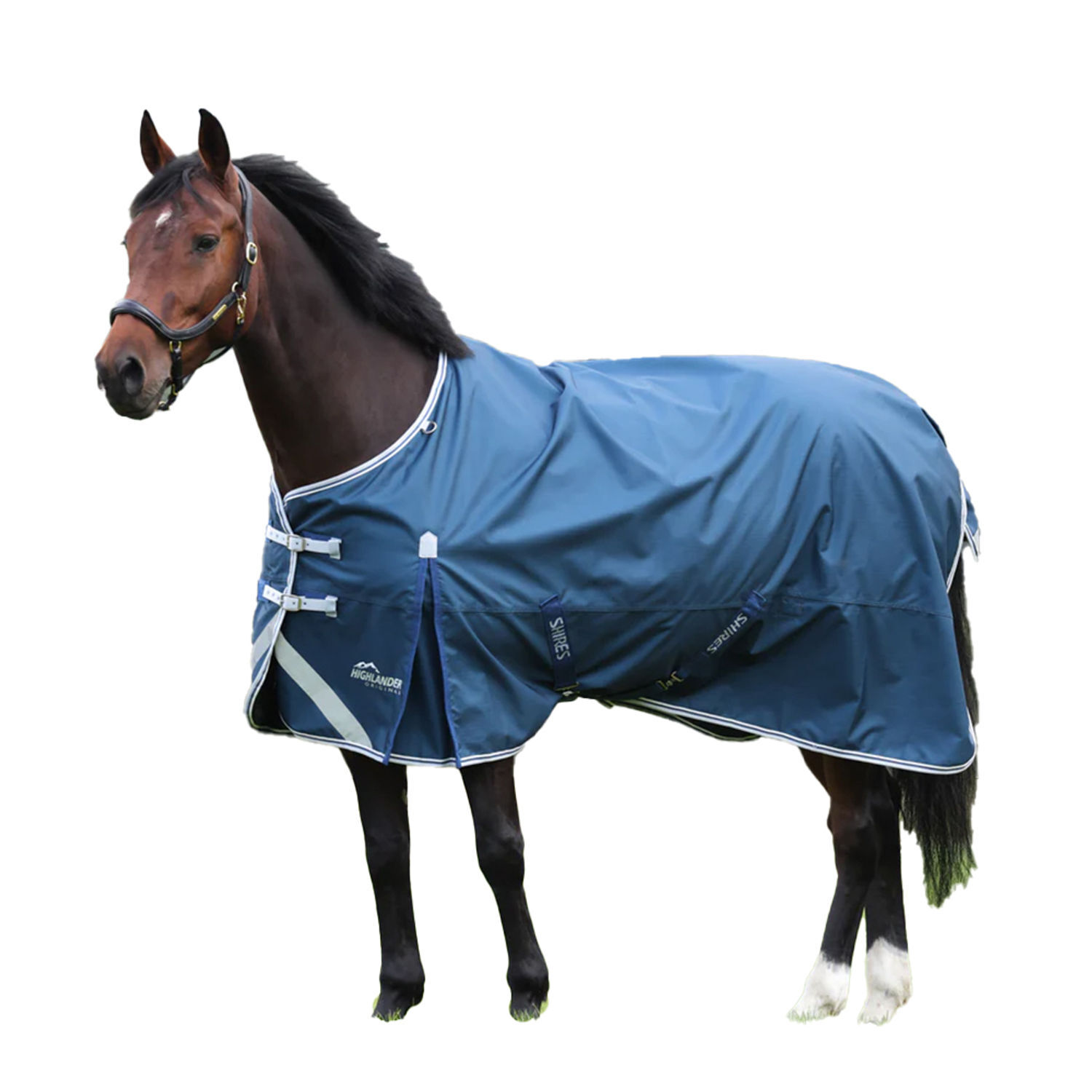 Highlander Original Lite 50G Standard Neck Horse Turnout Rug - Ocean Blue