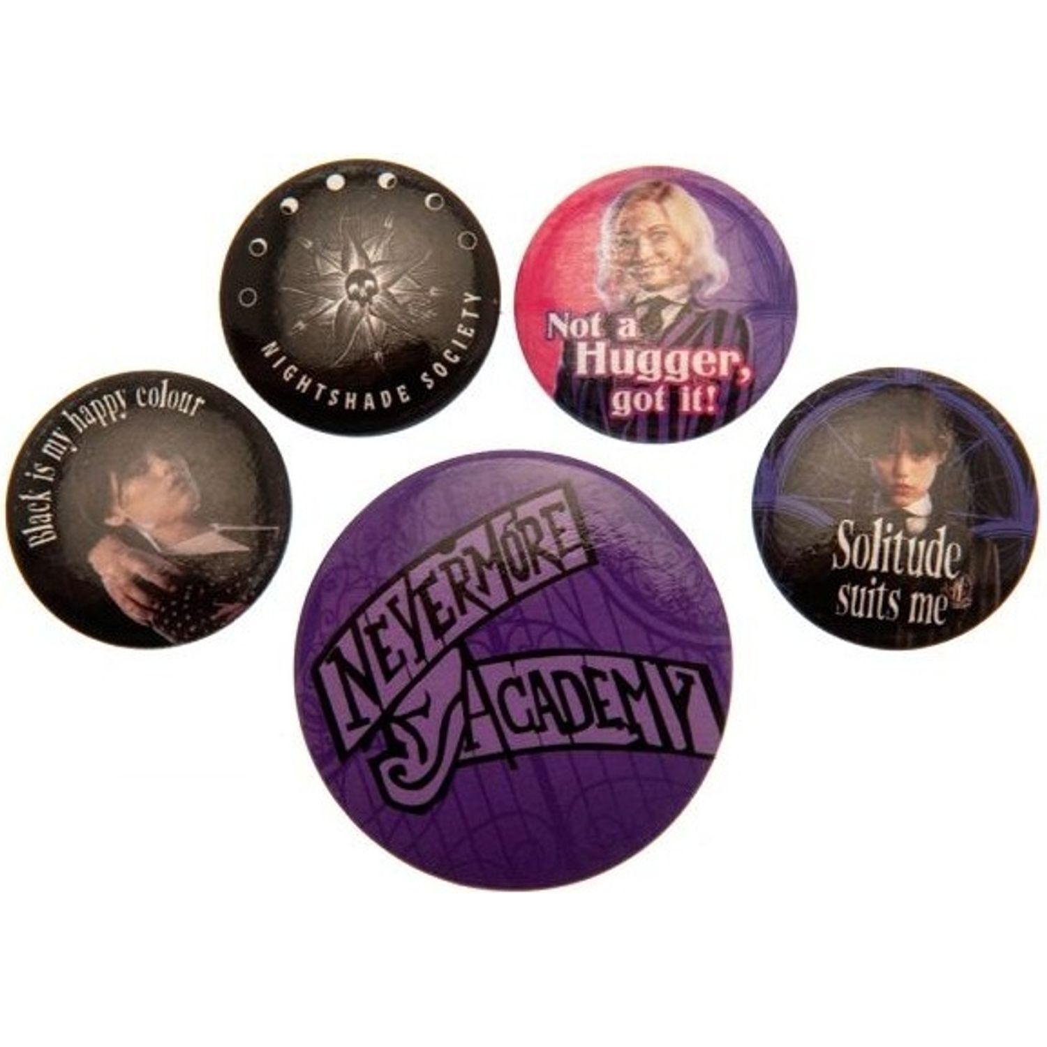 Wednesday Nevermore Badge Set (Pack Of 5) - Multicoloured