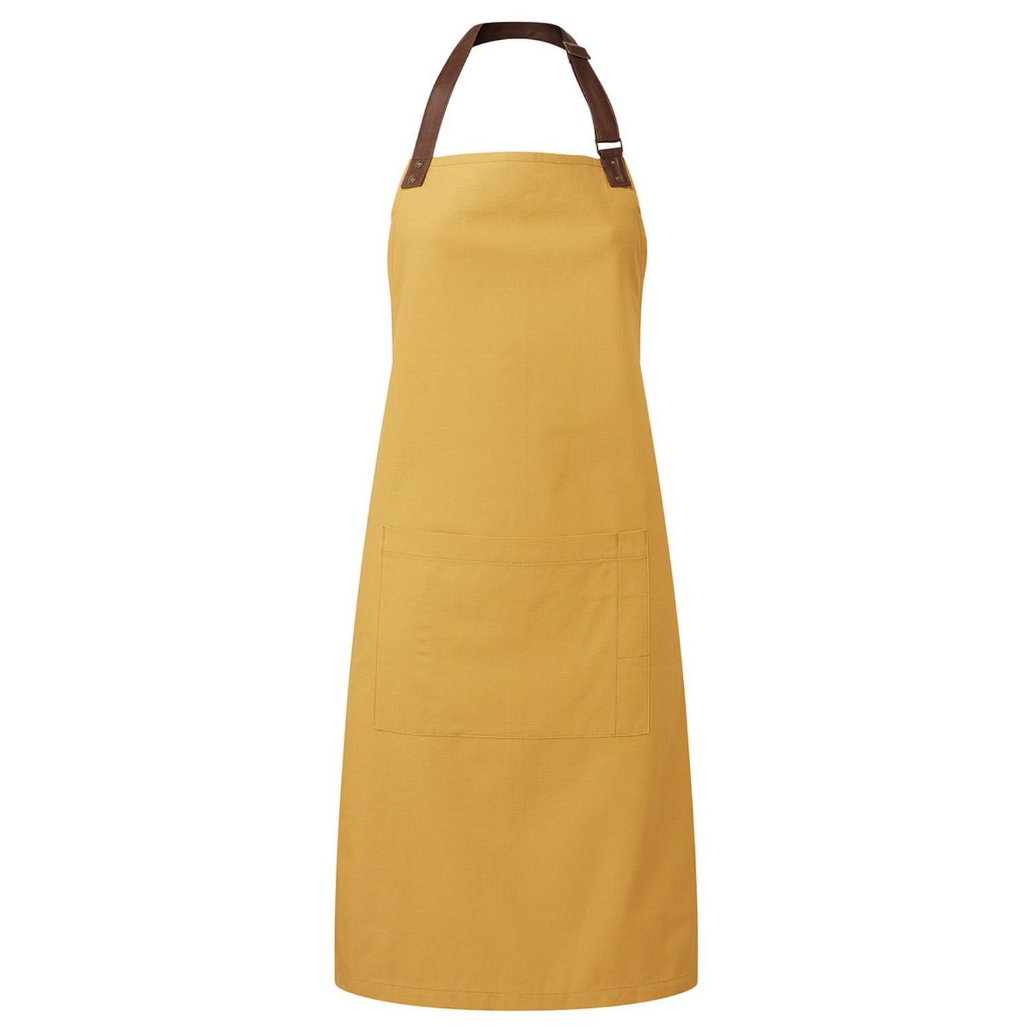 Premier Unisex Adult Annex Oxford Faux Leather Bibbed Full Apron - Mustard