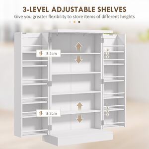 Kanese 6-Tier White Kitchen Pantry Cabinet with Slatted Door Racks