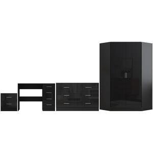 REFLECT Furniture Bundle - Corner + Chest + Bedside + Desk - Black/Black