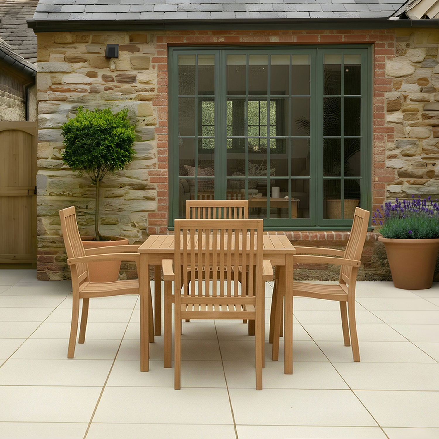 Charles Bentley Teak Square Dining Table - Natural Teak