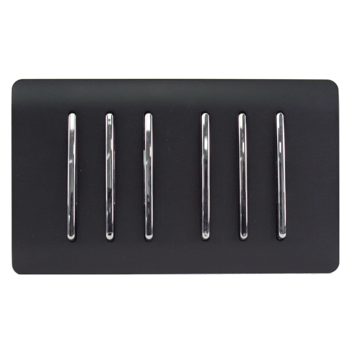 B&Q -  Trendi Artistic Modern Glossy 6 Gang 2 Way Rocker Double Plate Tactile Light Switch Matt Black - Image 3