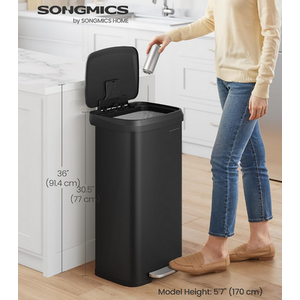 SONGMICS 68L Metal Pedal Kitchen Bin with Lid