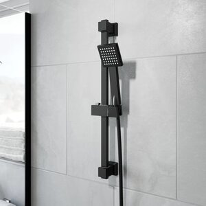 Square Black Shower Kit with Adjustable Handset - Single Spray