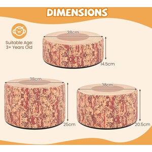 3 Piece Tree Stump Stool Set