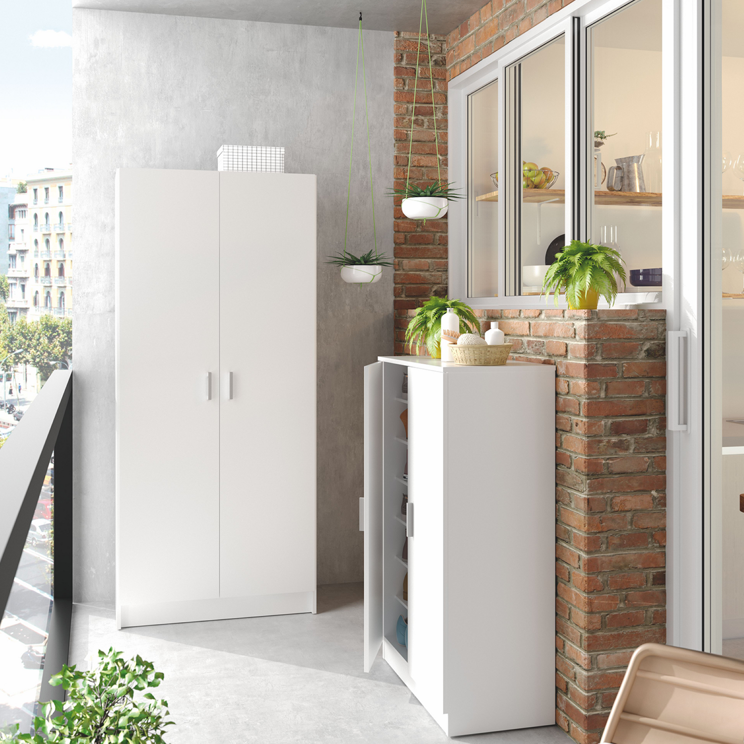 BALTIC 2 Door Bathroom Cabinet Tall Storage Unit with Reversible Doors, White - Image 6