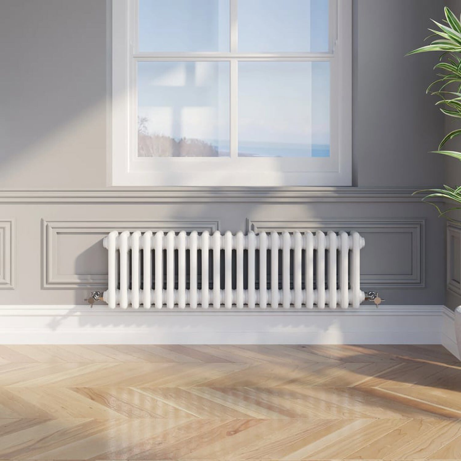 Temprazo Traditional Colosseum Double Bar Column Radiator White 300 X 605Mm - White / 1010Mm / 300Mm / 100Mm