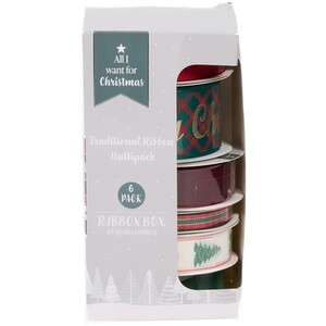 Pack of 6 Traditional Festive Ribbons