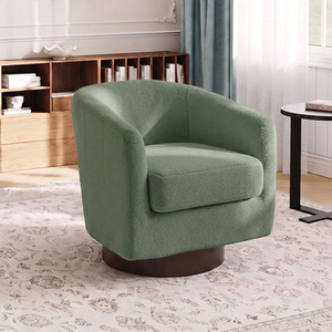 Sherpa Fleece Upholstered Swivel Chair