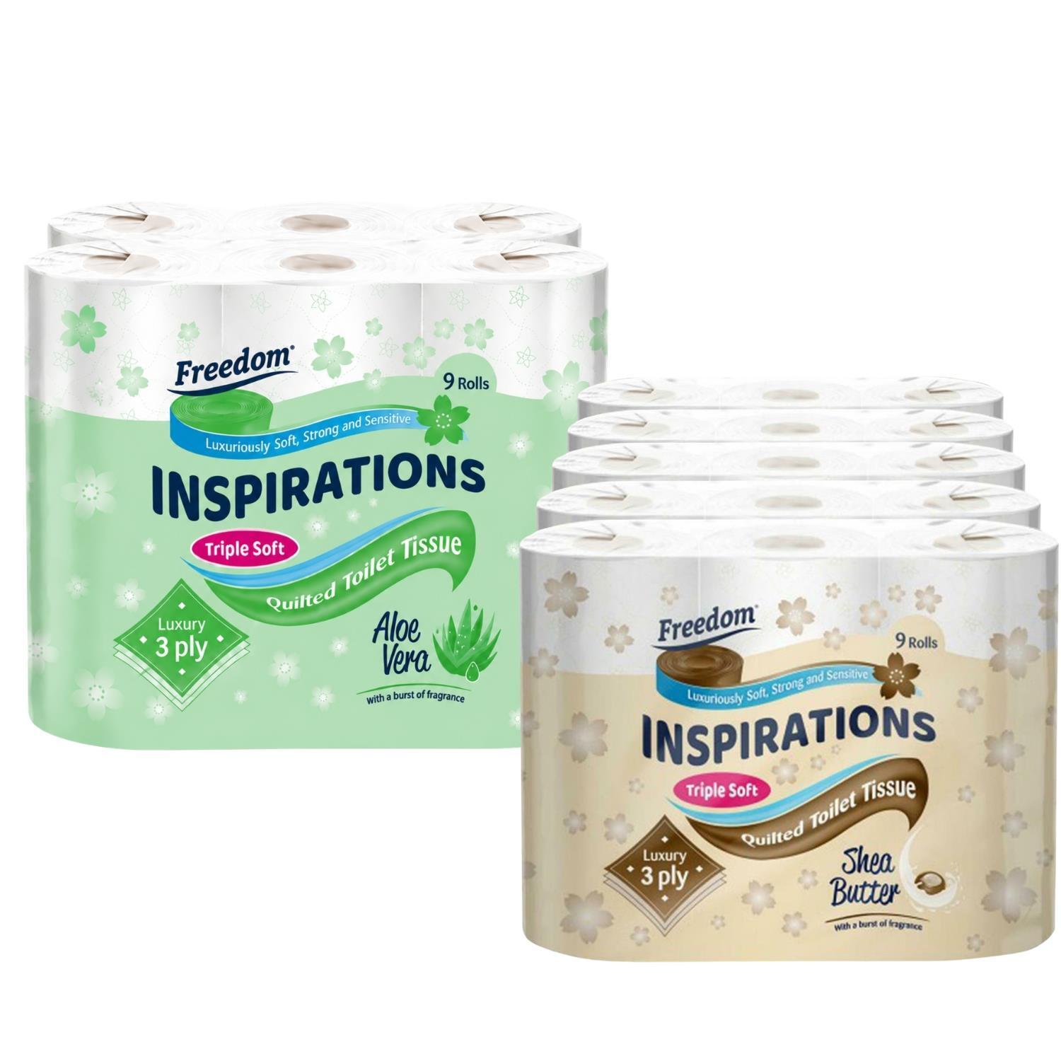 Freedom White Aloe Vera 3-Ply Toilet Paper 45 Rolls + Shea Butter 45 Rolls In - Image 2