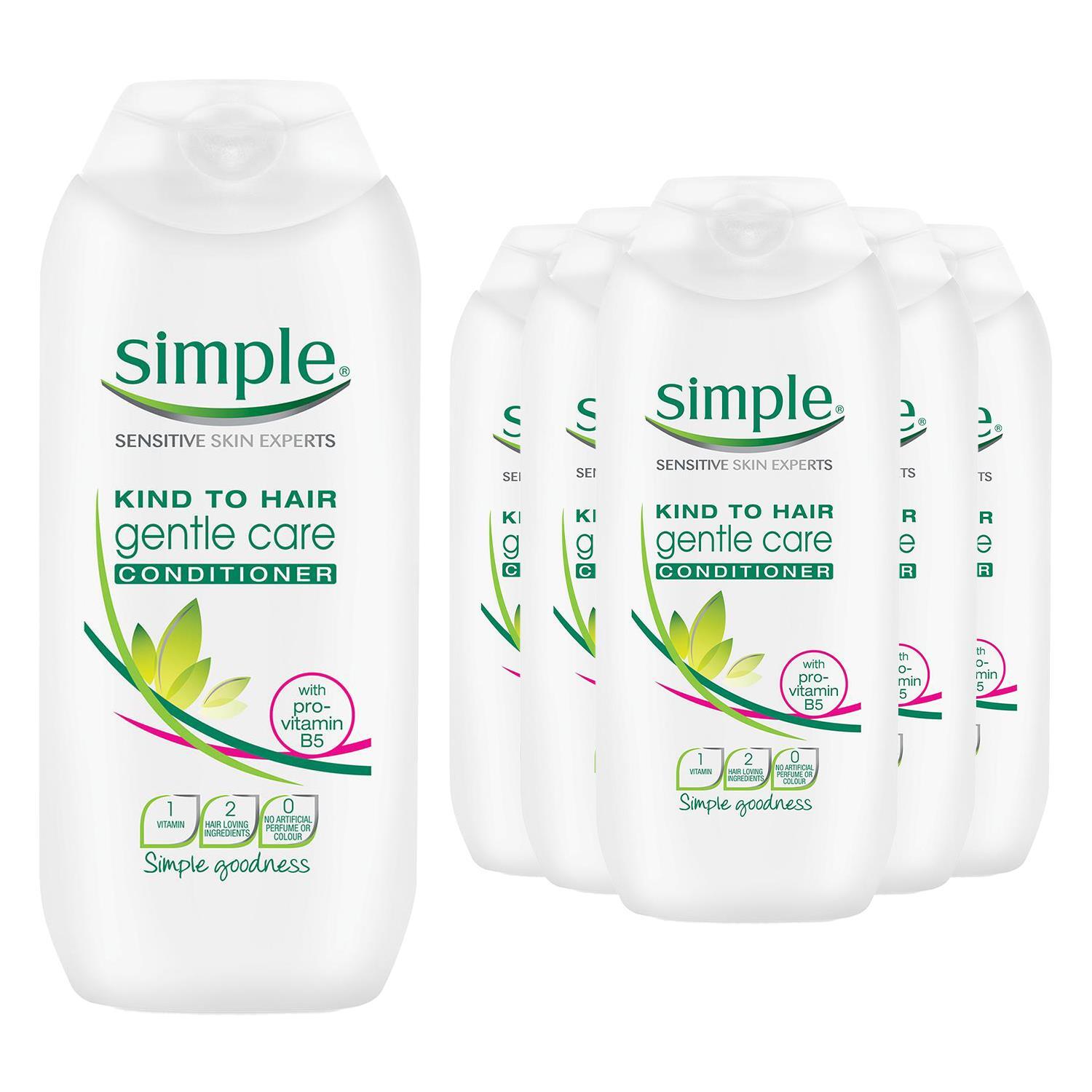 Simple Kind To Hair Gentle Care Conditioner Sensitive Scalp, 6 Pack 200Ml - White