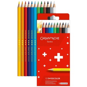 Caran d'Ache Swisscolor Aquarelle 12 Water-Resistant Colour Pencils - Boxed Set