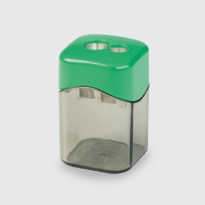 Quattro Swing Eco Double-Hole Sharpener (58 x 37 x 37mm) - Recycled Polystyrene, Compact Design