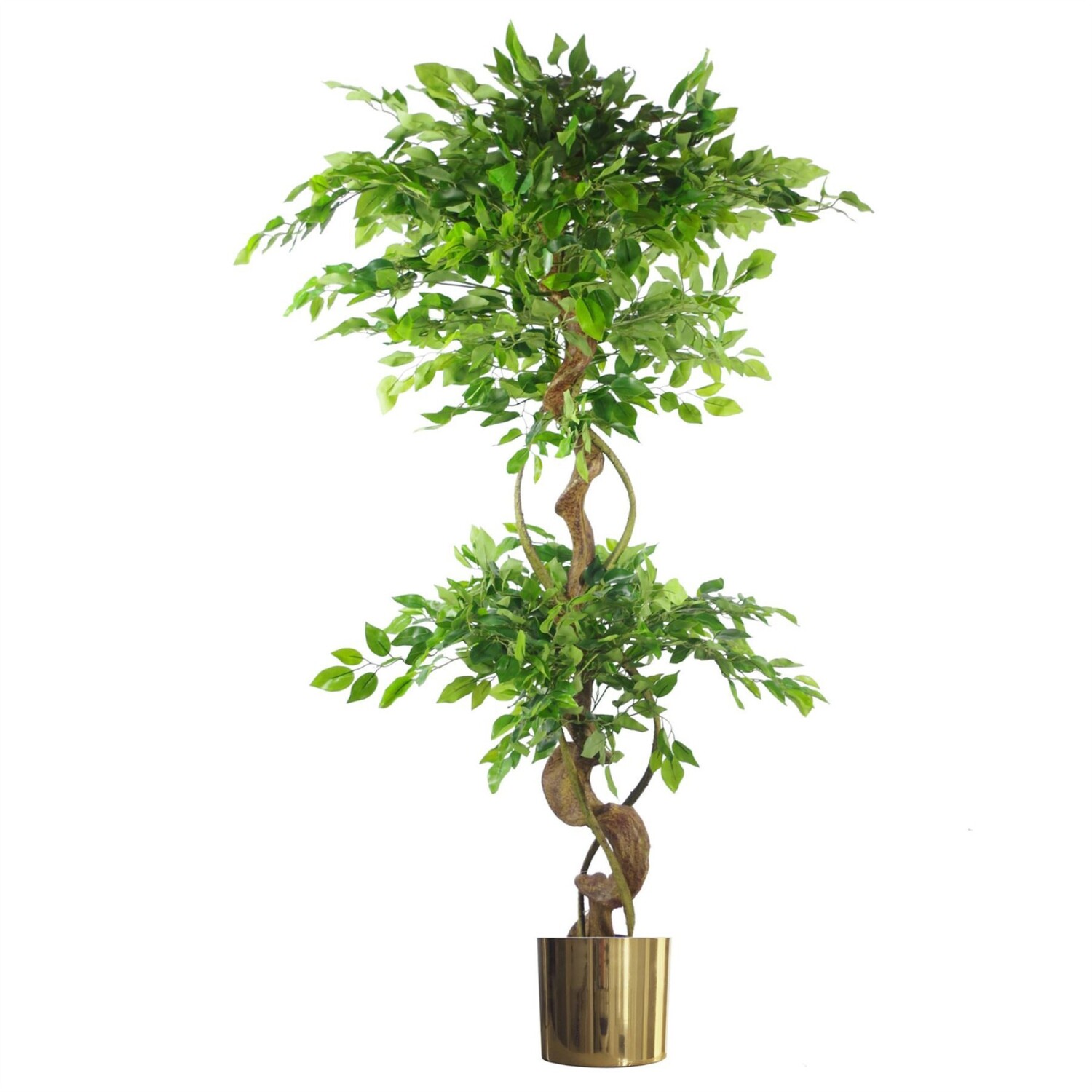150cm Artificial Tree with Twisted Trunk and Metal Planter - Green