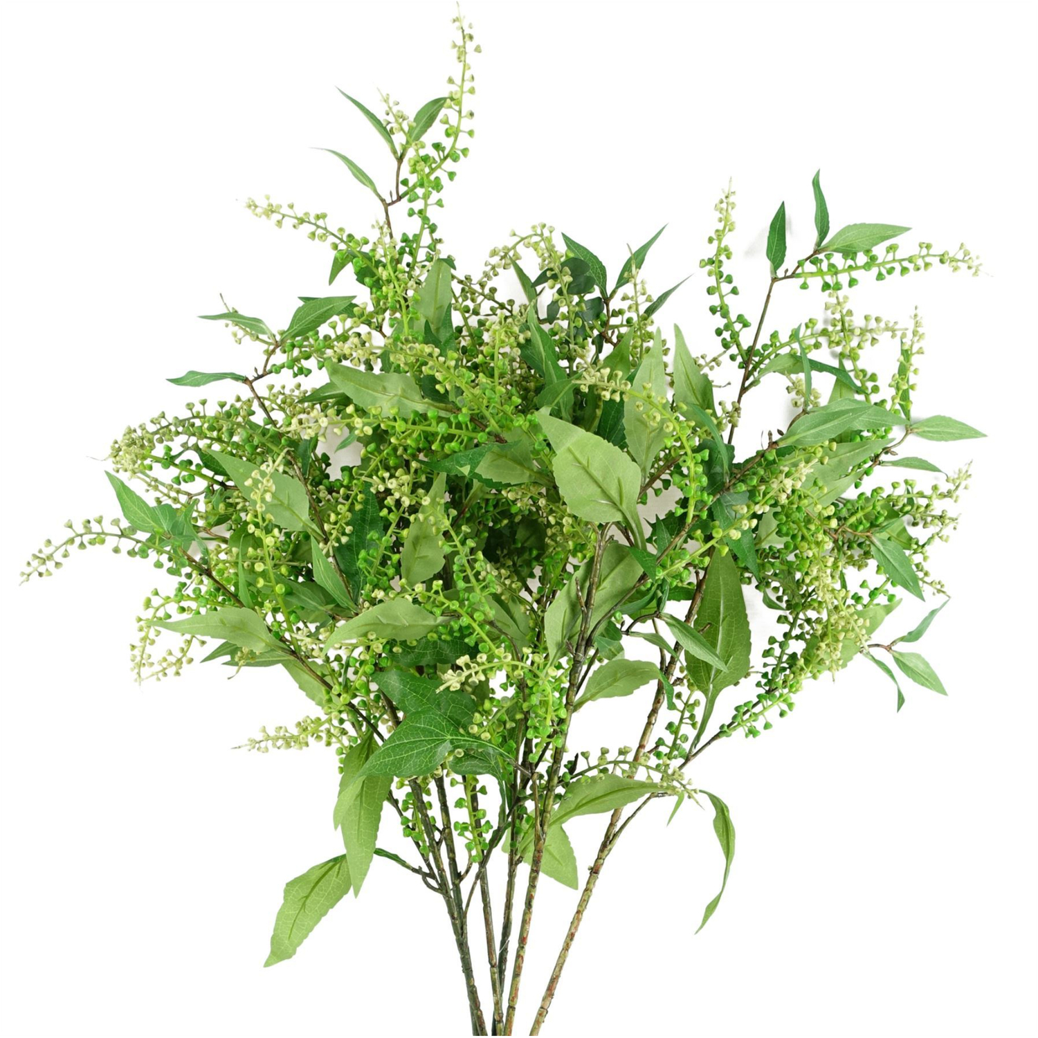 Pack Of 6 Artificial Foliage Silk Leaf Stems - Green