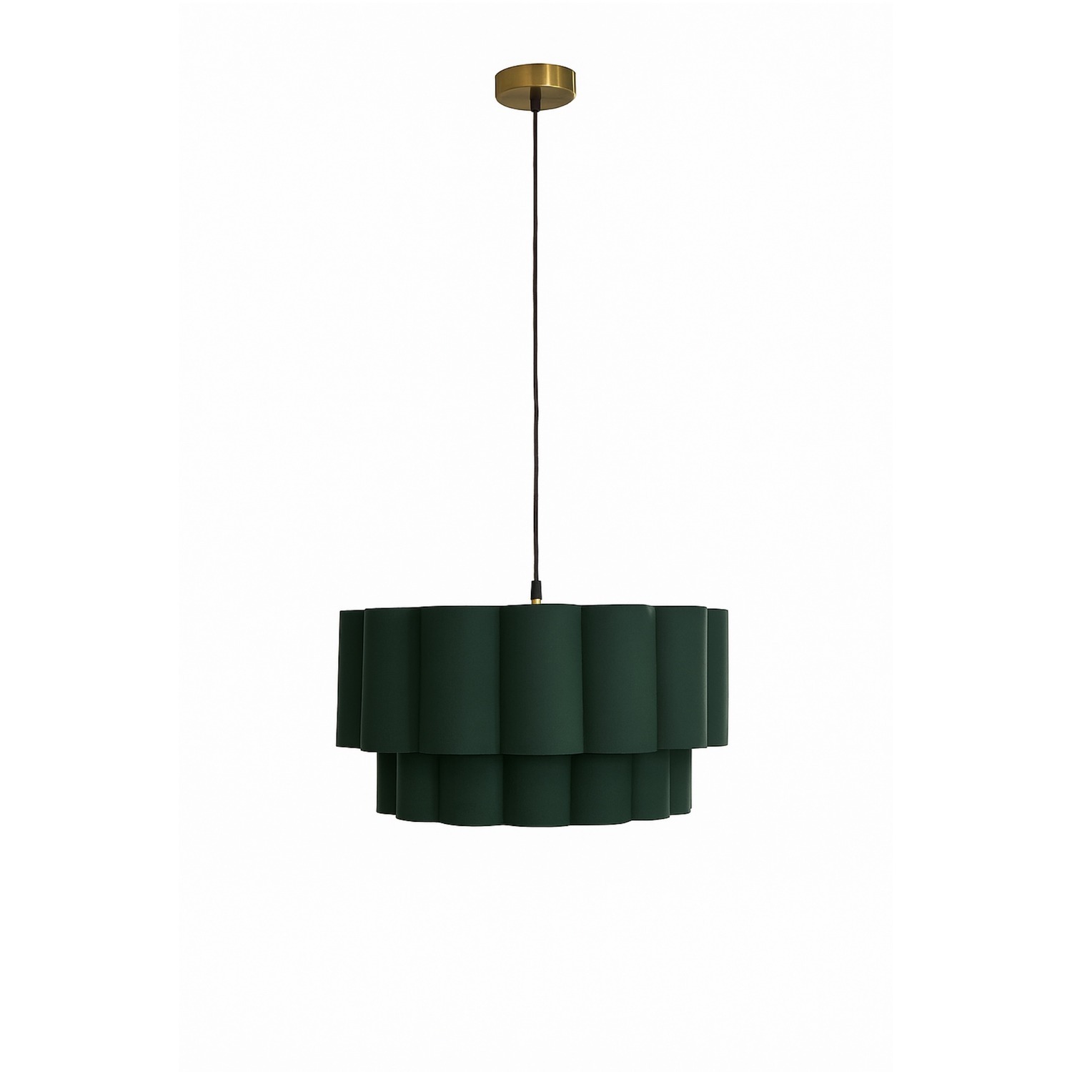CGC Lighting Indoor lampshade Scalloped Two Tier Large 48cm Width Drum Shape Ceiling Hanging (Green 2 Tier) - Image 2