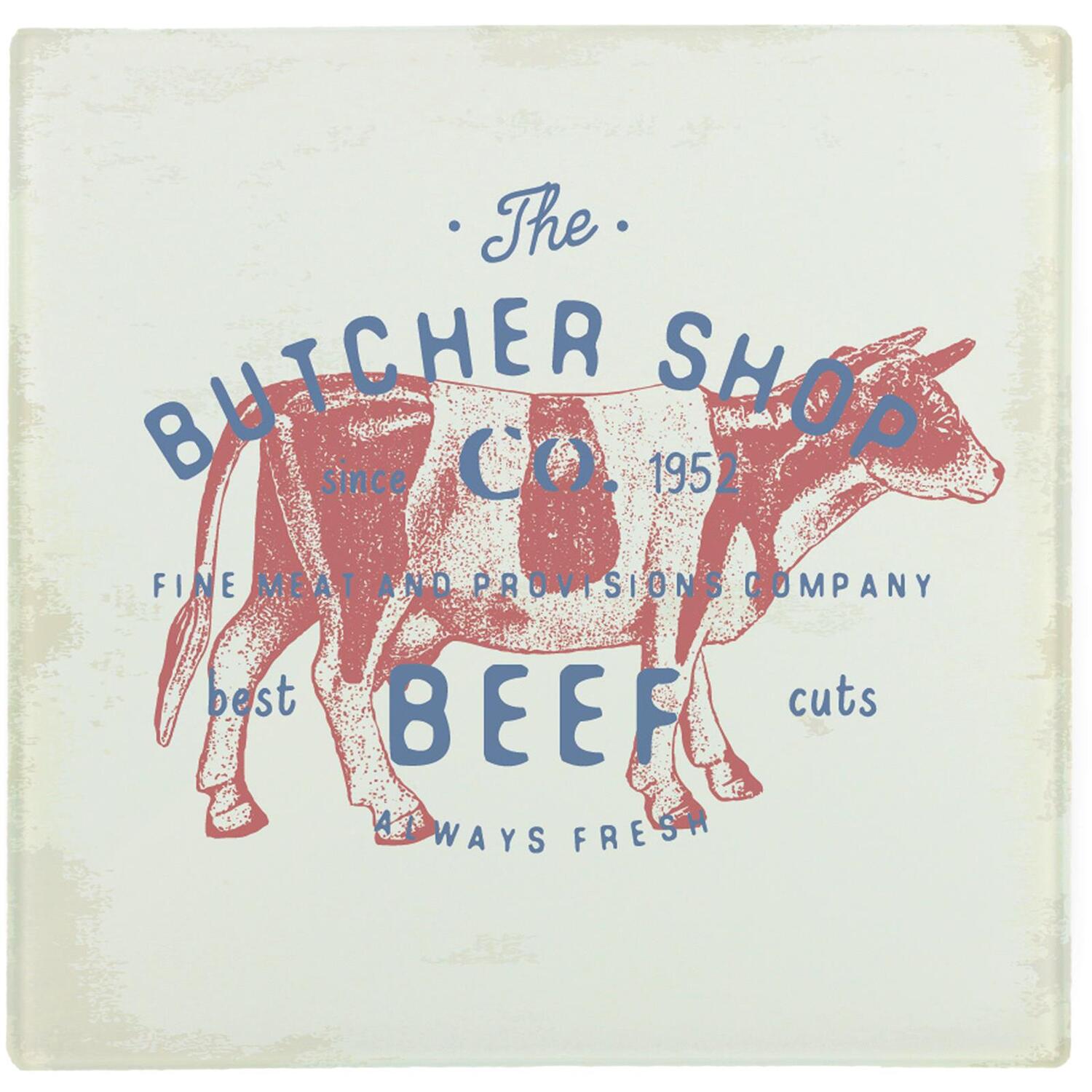 Purely Home Butchers Shop Large Square Worktop Protector - Smooth Glass Chopping Board - Neutral