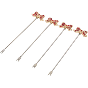 Set of 4 Embellished Bow Cheese Forks