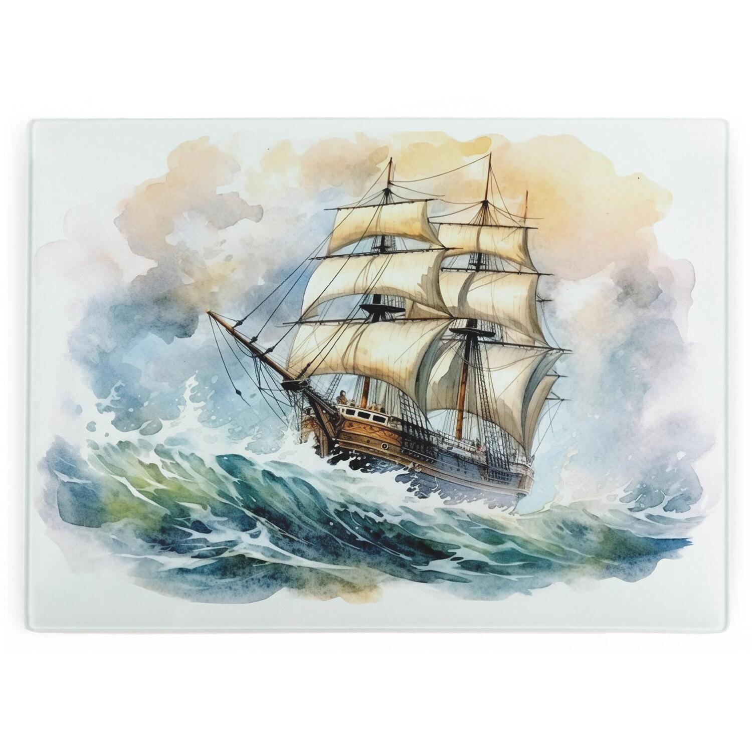 Image of Sailing Ship Rectangular Large Glass Worktop&hellip;