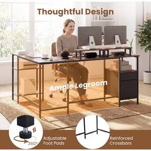 L shaped Reversible Corner Desk with Monitor Stand-White