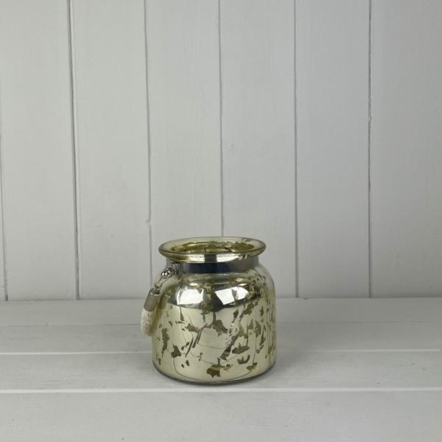 KDMD Mercury glass pot with Rope handle in Silver