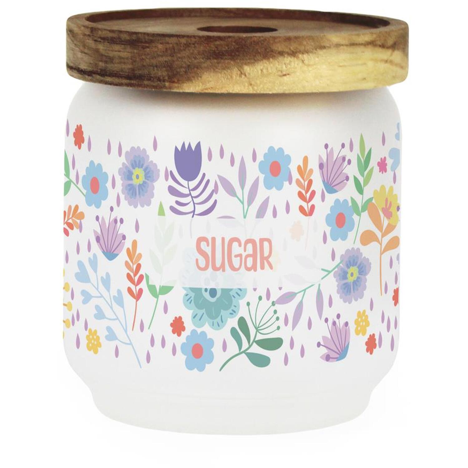 Image of Colourful Flowers Small Glass Coffee Storage&hellip;