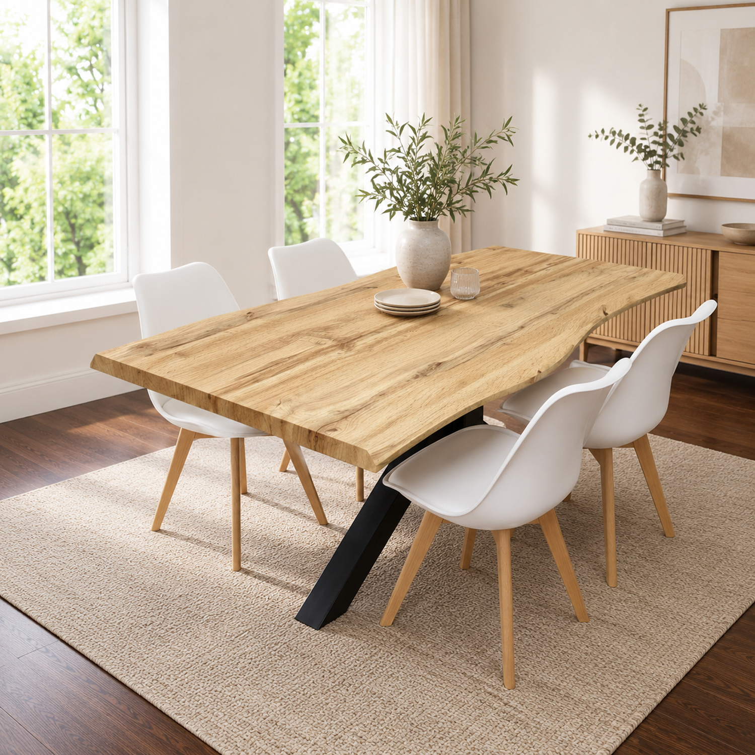 Portland 4 Seater Faux Leather Dining Set - White - Image 3