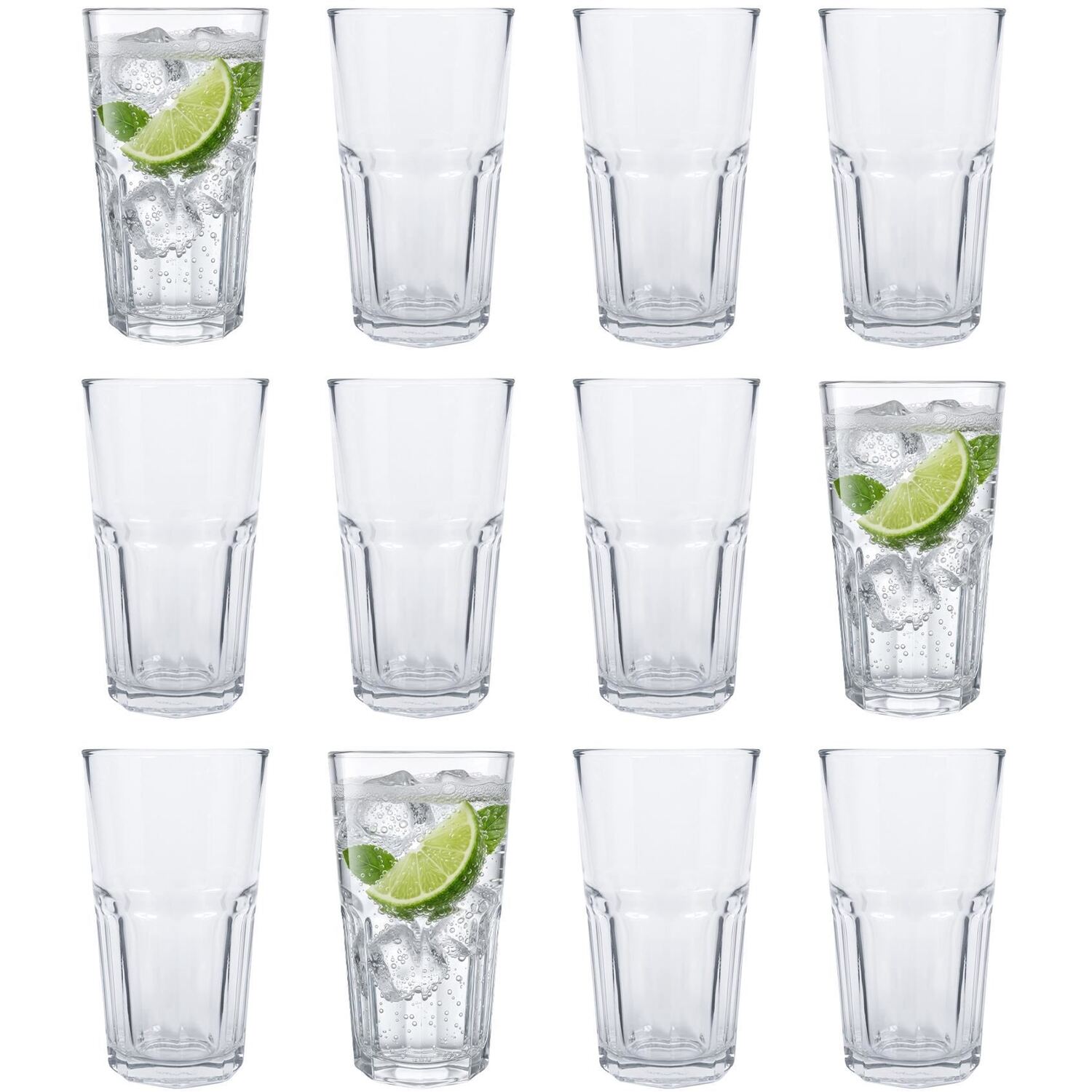 Argon Tableware Panelled Highball Glasses - 400Ml / 12