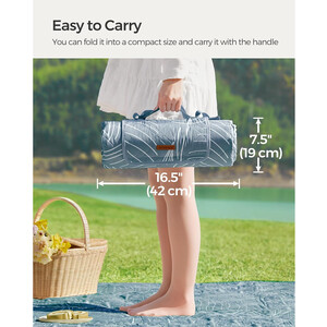 Waterproof Picnic Mat with Ground Pegs Foldable, Blue