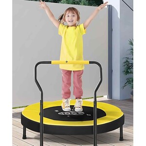 Kids Mini Trampoline with Handlebar, Yellow