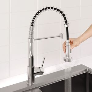 Chrome Single Lever Kitchen Mixer Tap Pull Out Spray 360 Swivel