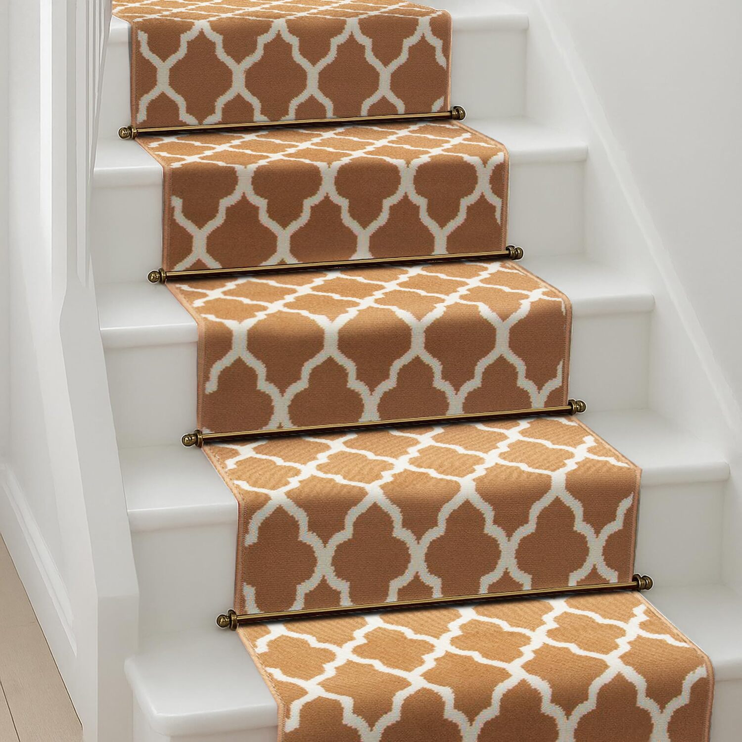 Bravich LTD Modern Trellis Hallway Runner Rug Non Slip Low Pile Hall Carpet in Light Beige | Size: 60 cm x 300 cm
