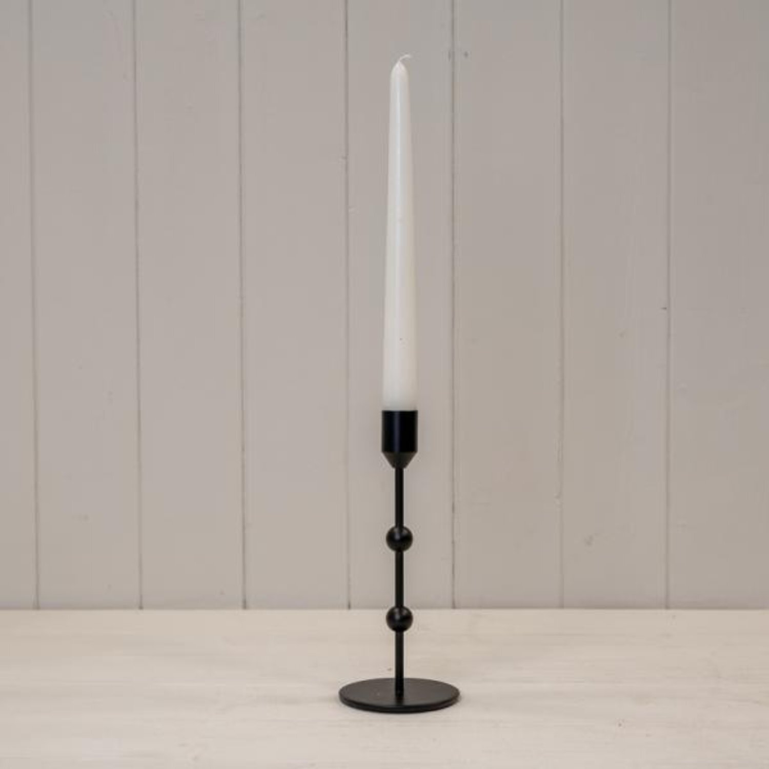  - Medium Black Single Metal Candle Stick - Image 3