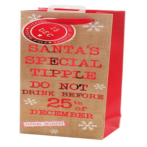 Hessian Texture Design Bottle Size Christmas Gift Bag