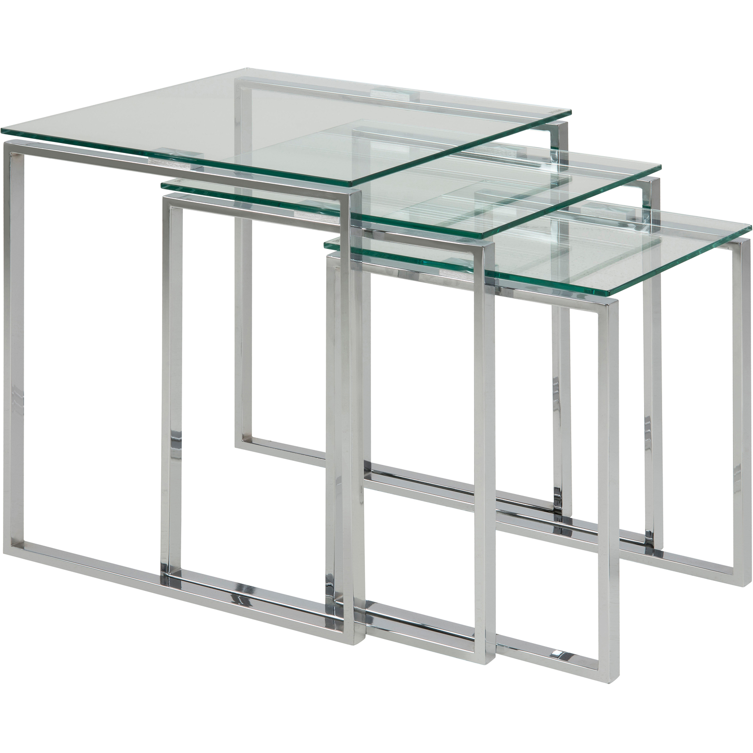 Furniture To Go Florence Katrine Nest of Tables - Set of 3 - Glass Top - Silver Steel Base - Image 4