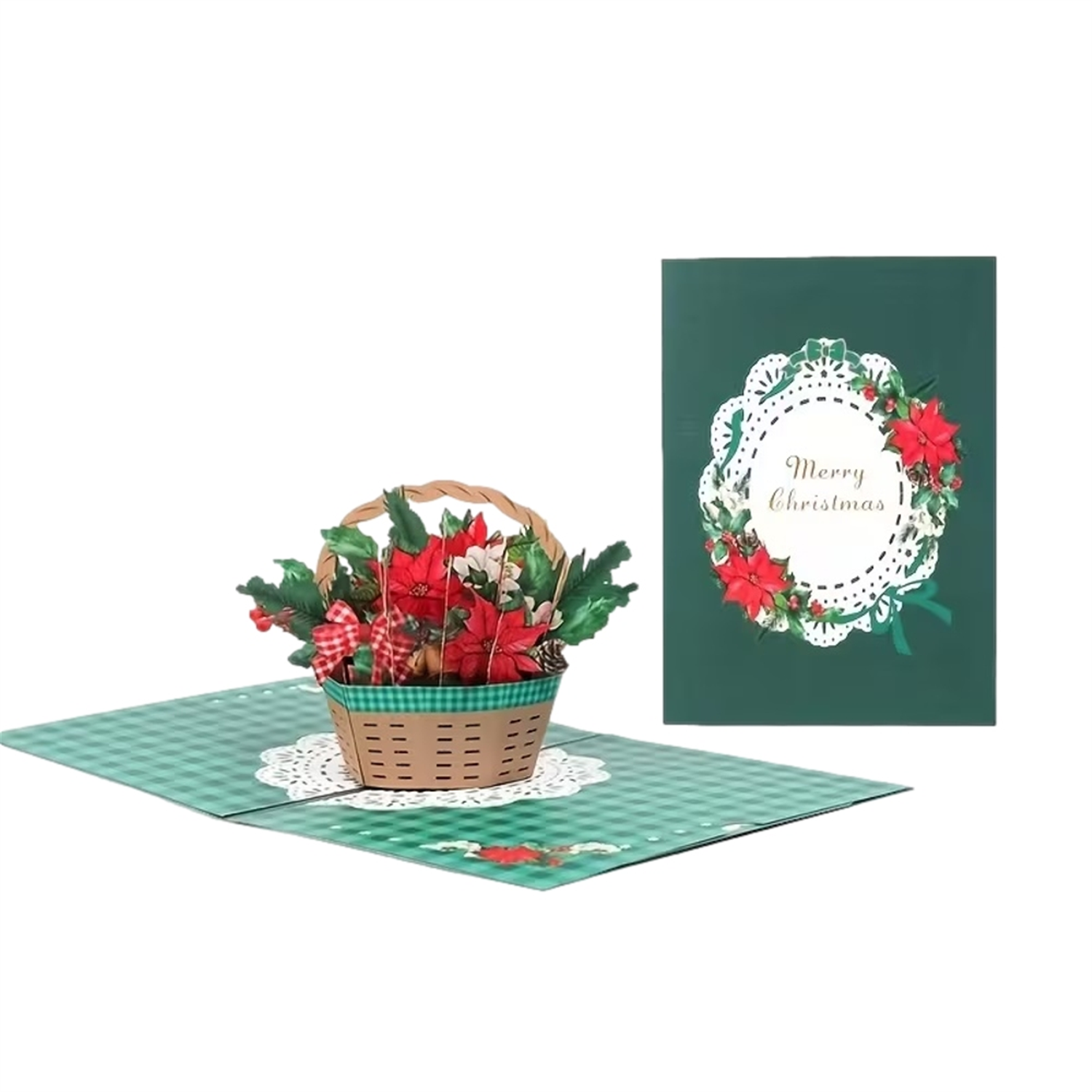 Brightfeel Poinsettia Wishes 3D Pop Up Delight Christmas Card - White