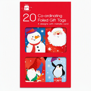 Pack of 20 Brights Red Co-ordinated Christmas Tags