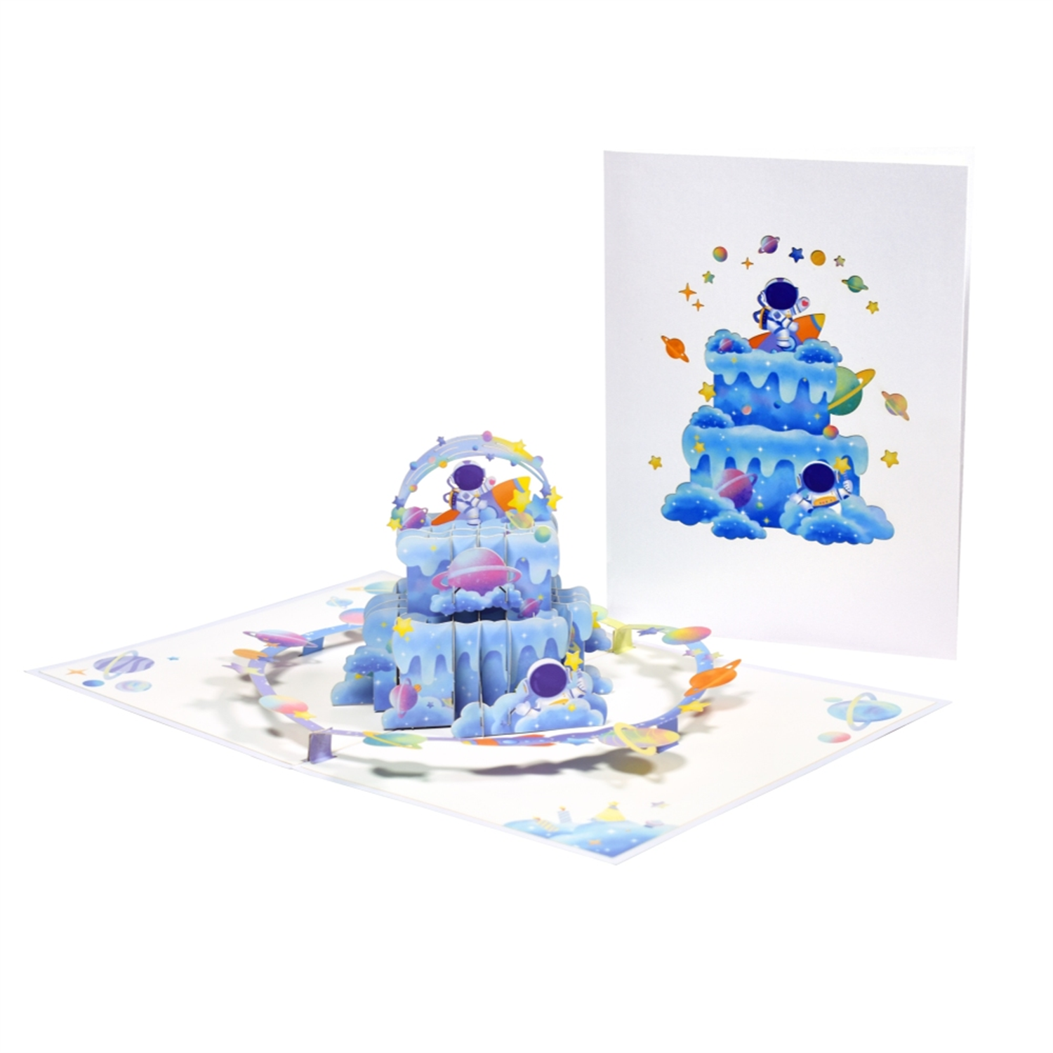Brightfeel Astronaut And Planet Design Space Themed 3D Pop Up Greeting Card - White