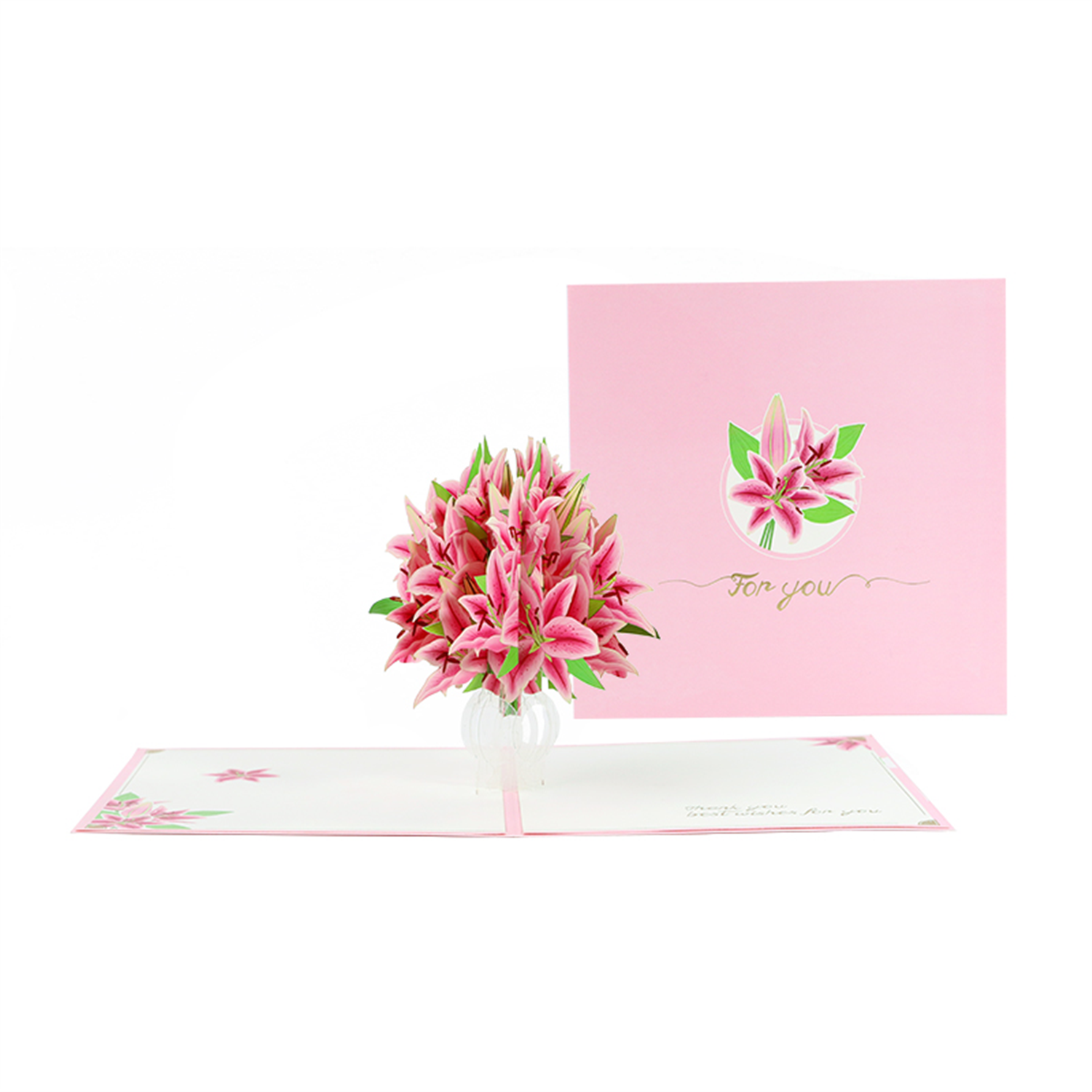  - Pink Lily Grace Pop-Up Greeting Card - Image 3